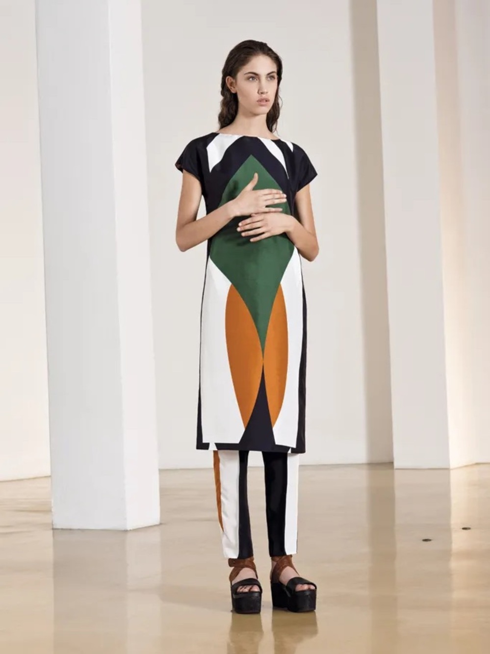 RUNWAY Ter et Bantine - Silk Geometric Colorblock Shift Dress